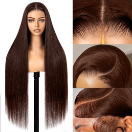 28Inch Chocolate Brown Lace Front Wigs Human Hair Pre Plucked Dark Brown Wear And Go Glueless Wig 9x6 Straight Wigs Human Hair 220% Density Colored #4 Brown Glueless Wig Hd Lace Frontal Wigs For Women