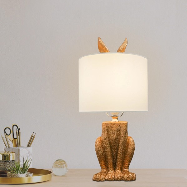 Cute Bunny Table Lamp Resin Rabbit Desk Light Animal Lamps