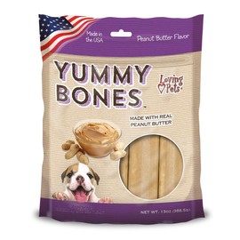 Loving Pets Yummy Bones - Peanut Butter Flavor Filled Bones for Dogs (for Medium/Large Dogs 20-100+ lbs)