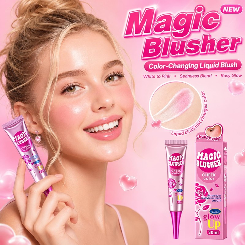 Liquid Blush Wand Temperature-Changing, Liquid Cream Blusher For Radiant, Flushed