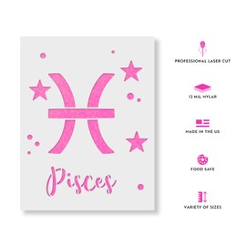 Pisces Zodiac Symbol Stencil - Ideal for Educational and Signage Projects, Mylar Stencils