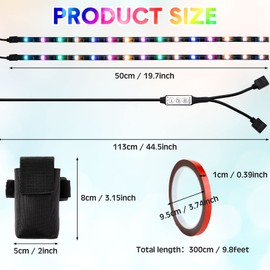 4 Set Electric Scooter Strip Lights Battery Powered LED Colorful Change RGB Skateboard Lights 1.64 ft Waterproof Scooter LED Lights with Battery Box USB Cord Bag Tape Night Riding Decorative Accessory