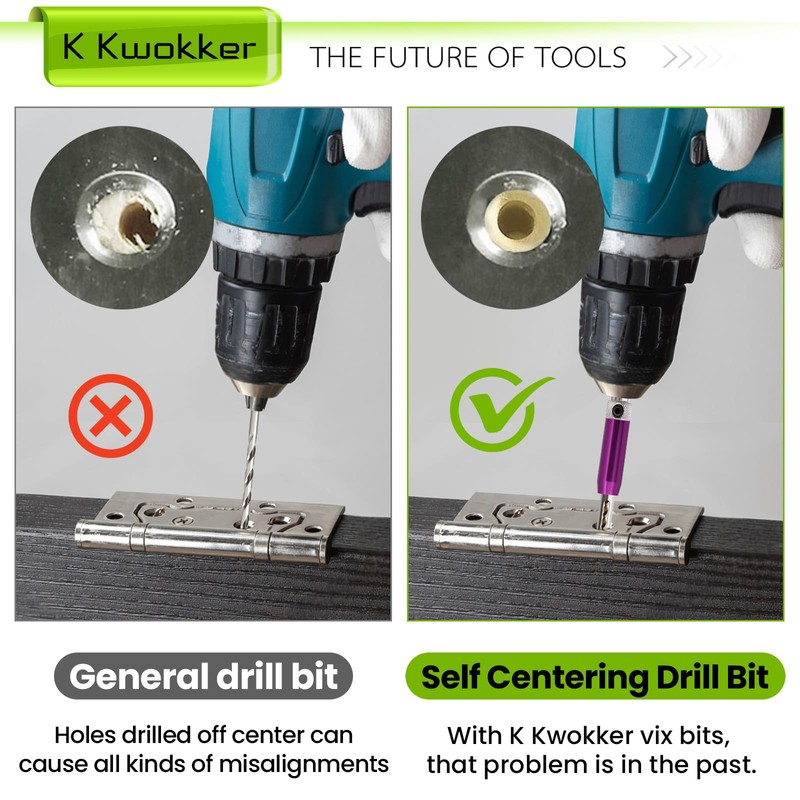 K Kwokker Upgraded Self Centering Drill Bit Set 1/4" Hex