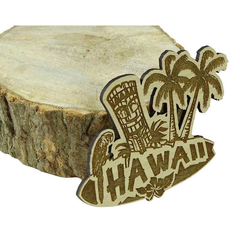 Hawaii Wood Engraved Fridge Magnet Souvenir Gift