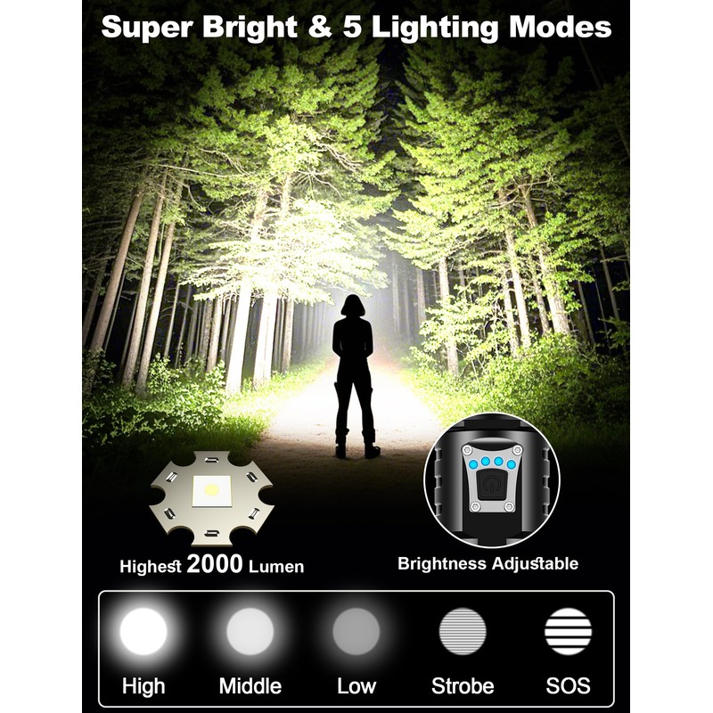 PHIXTON Rechargeable Flashlights High Lumens 10000 Super Bright Long Range