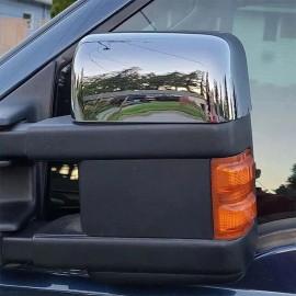 carmirrorshop Chrome Top Half Mirror Cover Towing Cap Add-ON For Ford F250 F350 F450 2008-2016