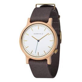 Carbholts Men's Wooden Wristwatch, German Design, Waterproof for Life, Strap Color - Brown, Watch Canvas Strap, Swiss Movement