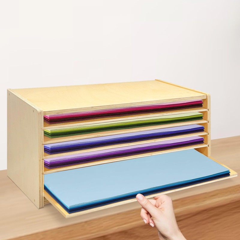 PROLEE Construction Paper Organizer 20" x 13.5", Solid Wood 6