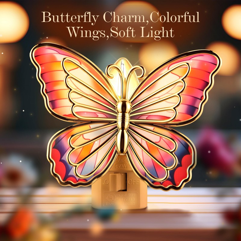 Hohean Butterfly Night Light, 0.6W LED Butterfly Night Light Plug