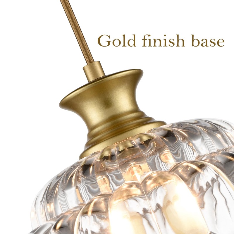 HYDELITE Vintage Glass Pendant Lights Kitchen Island Gold Pendant Light