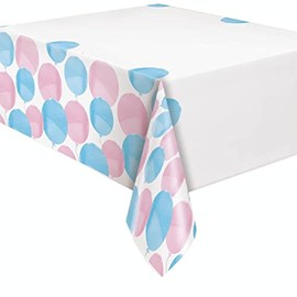 Unique 76083 Gender Reveal Plastic Table Cover, 54" x 84" | Multicolor | 1 Pc, Print, Pink & Blue