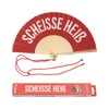 Fisura Original hand fan with the message "Sch*isse Hot". Modern