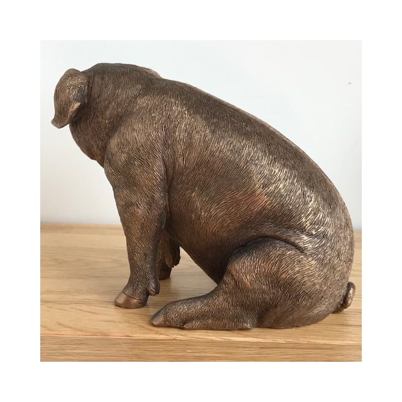 Leonardo Bronze Effect Sitting Pig Ornament Reflections Farm Animals Collection