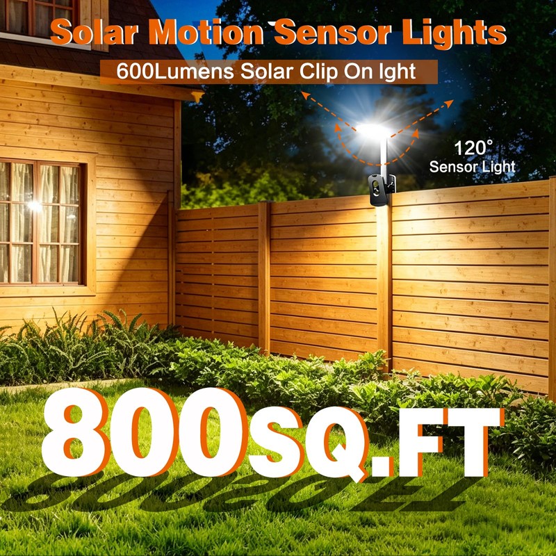 LynsaTac Clip on Solar Lights Outdoor with Motion Sensor, IP65