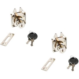 Gedotec Furniture Lock Cylinder Roller Shutter Lock Screw-On Lock Set for Sliding Doors & Roller Shutters Nickel-Plated Steel Cabinet Lock with Backset: 25 mm | Pack of 2 - Locks with Key