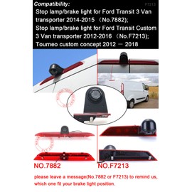 HD IP68 Brake Lamp Rear View Backup Camera Angle and Distance Adjustable Compatible with Ford Transit tourneo Custom Jumbo Kasten V363 F150 F250 F350 V636 MK8/V362 Bus (Camera+4.3'' Rearview Mirror)