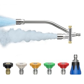 Foam Cannon Dual Connector Accessory, Dual-Mode Foam Spray Attachment for Car Wash with Soap & Water Modes, 6 Pressure Washer Nozzle Tips, 1/4" Quick Connect