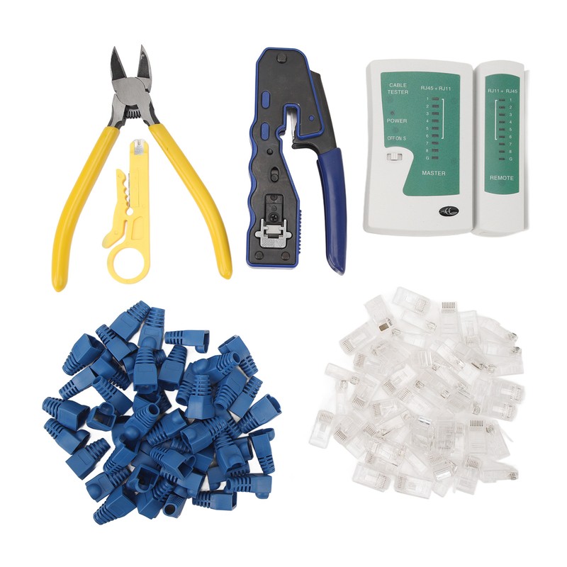 Network Cable Tester RJ45 Crimper Crimping Tool Kit Wire Stripper