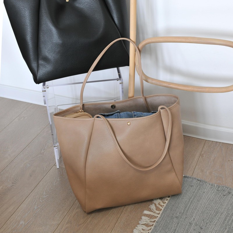 HOXIS Oversize Pu Leather Tote Women Weekender Bag Shopper Handbag