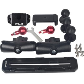 HYS Heavy-Duty Drill Radio Base, Double Socket Arm Mount with 25mm/1inch Ball W/T-Bolt, Holder Mount for 2-Way Radio & Phone, Universal Installation on Truck, Boat, Wall, Desk & Ceiling