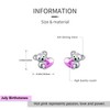 Sterling Silver Koala Bear Birthstone Stud Earrings - Hypoallergenic Heart