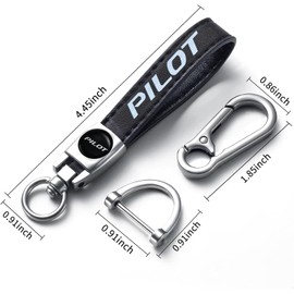 HUIANTS Black Leather Car Keychain Metal Car Keyring Compatible with Honda PILOT Accessories, Keychain Keyring Family Present for Pilot Owners (for PILOT)