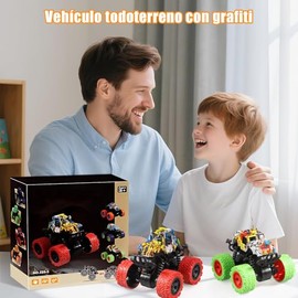 LUHI Camiones Monstruo de Juguete, vehículos Todoterreno con Grafiti, 4 Piezas, todoterrenos de Juguete, Regalos exquisitos para cumpleaños y Navidad 