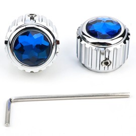 OVSAL Aluminum Electric Bass Guitar Knobs, Blue Crystal Style Top Volume Tone Control Knobs w/Set Screw,6.5mm（1/4"） Pot Shaft, Fit Electric Guitar Bass Replacement Parts 2Pcs (Chrome)
