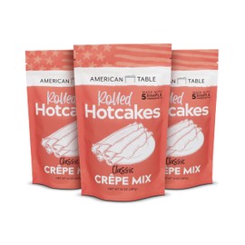 Classic Rolled Hotcakes Crepe Mix by American Table, Made with American-Grown Organic Wheat Flour & Pure Vanilla, French-Style, Non-GMO, Low Sugar, No Preservatives, Quick Prep, Makes 72 Crepes (14 oz, Pack of 3)