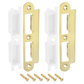 sourcing map 2 Sets Door Strike Plate, 33mm x 145mm Stainless Steel Latch Deadbolt Replacement Lock Strike Plate for Door Frame Door Jamb Reinforcement, Gold