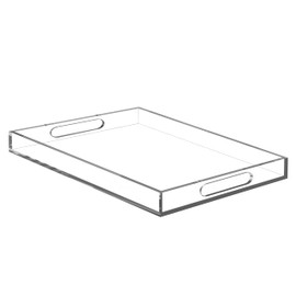 Jusmoo Large Serving Platter with Handles-12x21 Crystal Food Serving Trays for Party-Deep Comercial Display Tray for Buffet Parties, Weddings