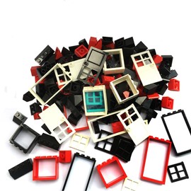 161 Pieces Education Building Bricks Block Windows, Doors and Roof Tiles Set - Comptible Major Brands