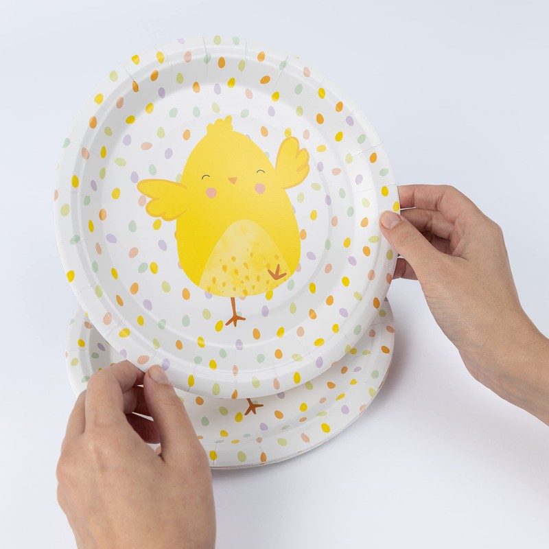 evelay 8 x Easter Chick Paper Plates 23cm Kids Food