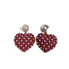 Betsey Johnson Gold Tone Faux Pearl & Red Enamel Heart