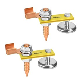 BAYTORY Upgrade Magnetic Welding Support Ground Clamp Tools, 2-Piece Single Welding Magnet Head, Strong Magnetism Large Suction, Copper Tail Welder Accessories Stability Clamps