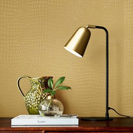 Crocodile Wallpaper Gold Alligator Textured Wallpaper 17.7'' x 19.7ft Non Woven 3D Embossed Wallpaper Non-Pasted Wallpaper - Color: gold, size: 17.7" x 236"