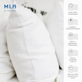 My Linen Home Cushion Cover, 50 x 60 cm, Linen, Set of 2, High-Quality Pillowcase in White, 100% Stonewashed Linen Bed Linen, Made in EU, Hypoallergenic and Skin-Friendly