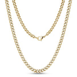 Cadoline 316L Stainless Steel Men's Jewellery 3mm 20 Inch Gold Link Curb Chain Necklace