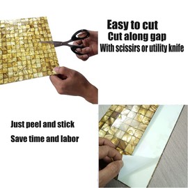 TPFSH Mother of Pearl Peel and Stick Backsplash Tiles，12 inches x 14 inches Ivory White Self Adhesive Mosaic Shell Tiles for Kitchen, Bathroom Wall