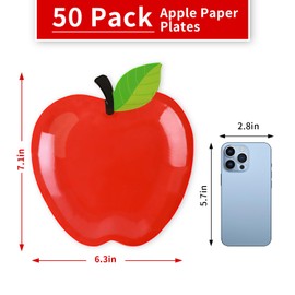 FYXMI 50 Pack Back to School Paper Plates, Red Apple Paper Disposable Plates First Day of School Decorations for Back to School Party Supplies and Table Decoration