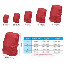 PATIKIL 15-25L Waterproof Backpack Rain Cover with Anti-Slip Cross Buckle Straps & Drawstring Bag for Hiking Camping Traveling, S, Red Checkered