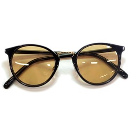 MERRY PLEASURE Sunglasses for Men and Women, Boston Round Glasses, Light Color Lens, Light Color, Black x Lt.BROWN (polarized lenses)