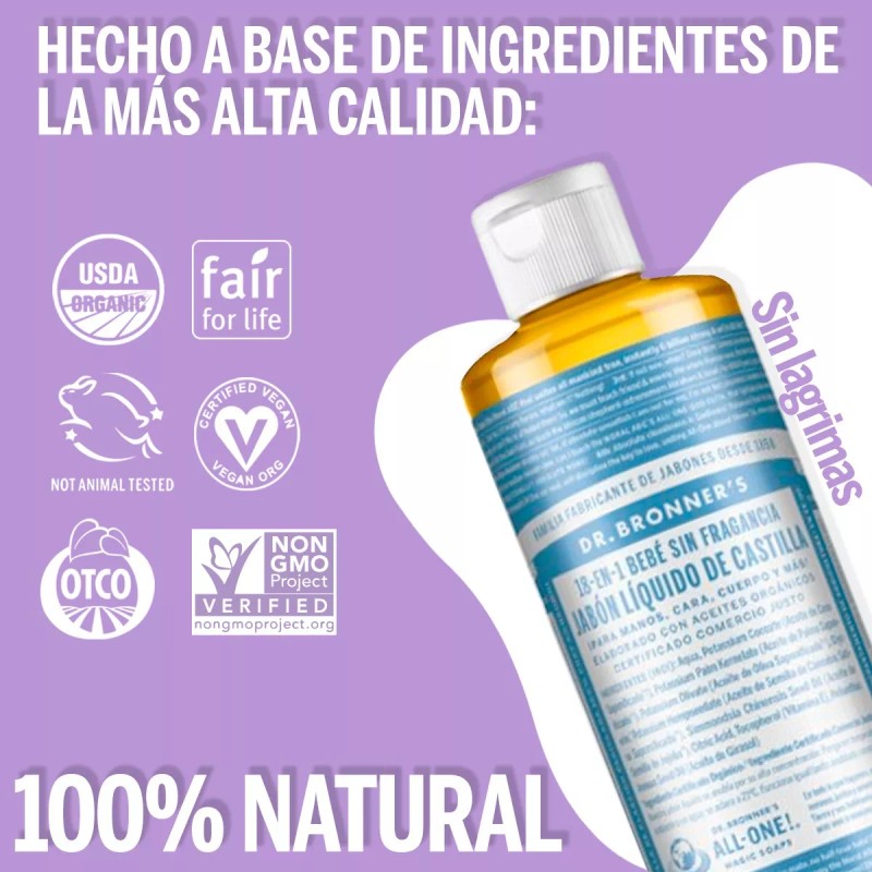 Dr. Bronners Jabón Liquido De Castilla Dr Bronner's 18en1 Sin