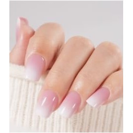 150PCS Pink False Nails Short Square - Pink Press on Nails with glue - Full Cover Fake Nails