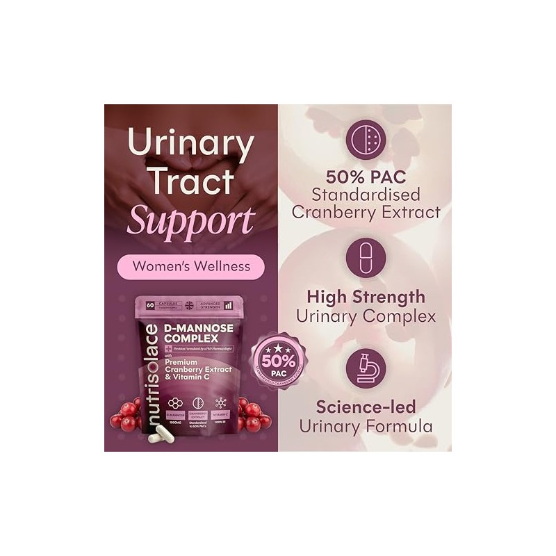D Mannose and Cranberry Capsules 1000mg | UTI & Cystitis
