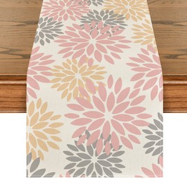 Artoid Mode Flowers Pink Dahlia Summer Table Runner, Seasonal Kitchen Table Decoration, Indoor, Holiday, Party Decor, 40 x 240 cm