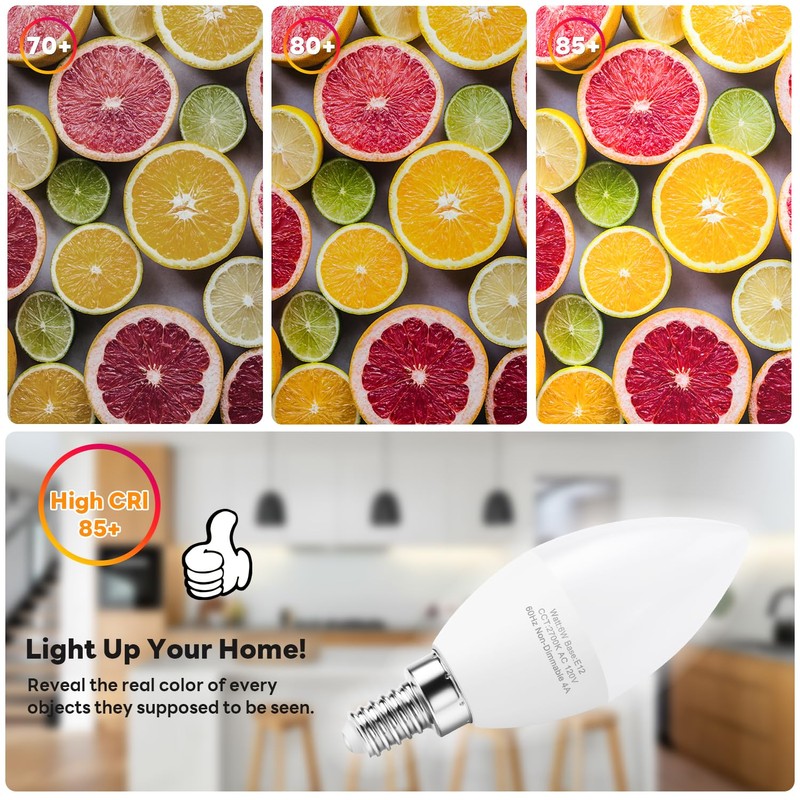HengBo LED E12 LED Candelabra Bulbs, 60W Equivalent E12 Light