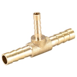 sourcing map Tee Brass Barb Fitting Reducer 3 Way, Fit Hose ID 6mm x 4mm x 6mm