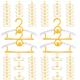 80 Pack Baby Hangers for Closet Plastic Kids Hangers Clothes Space Saving Hangers Non Slip Extendable Baby Hangers for Nursery Toddler Heavy Duty Clothing Hangers Bulk, Yellow