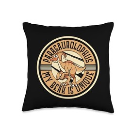 Plush Parasaurolophus Dinosaur Toy Costume Gifts My Beak is Unique Parasaurolophini Dinosaur Parasaurolophus Throw Pillow, 16x16, Multicolor